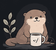 Illustration of an otter holding a mug