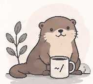 Illustration of an otter holding a mug